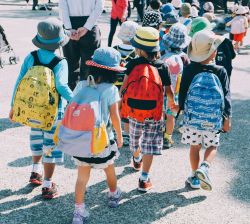  Group of Students walking with their backpacks on