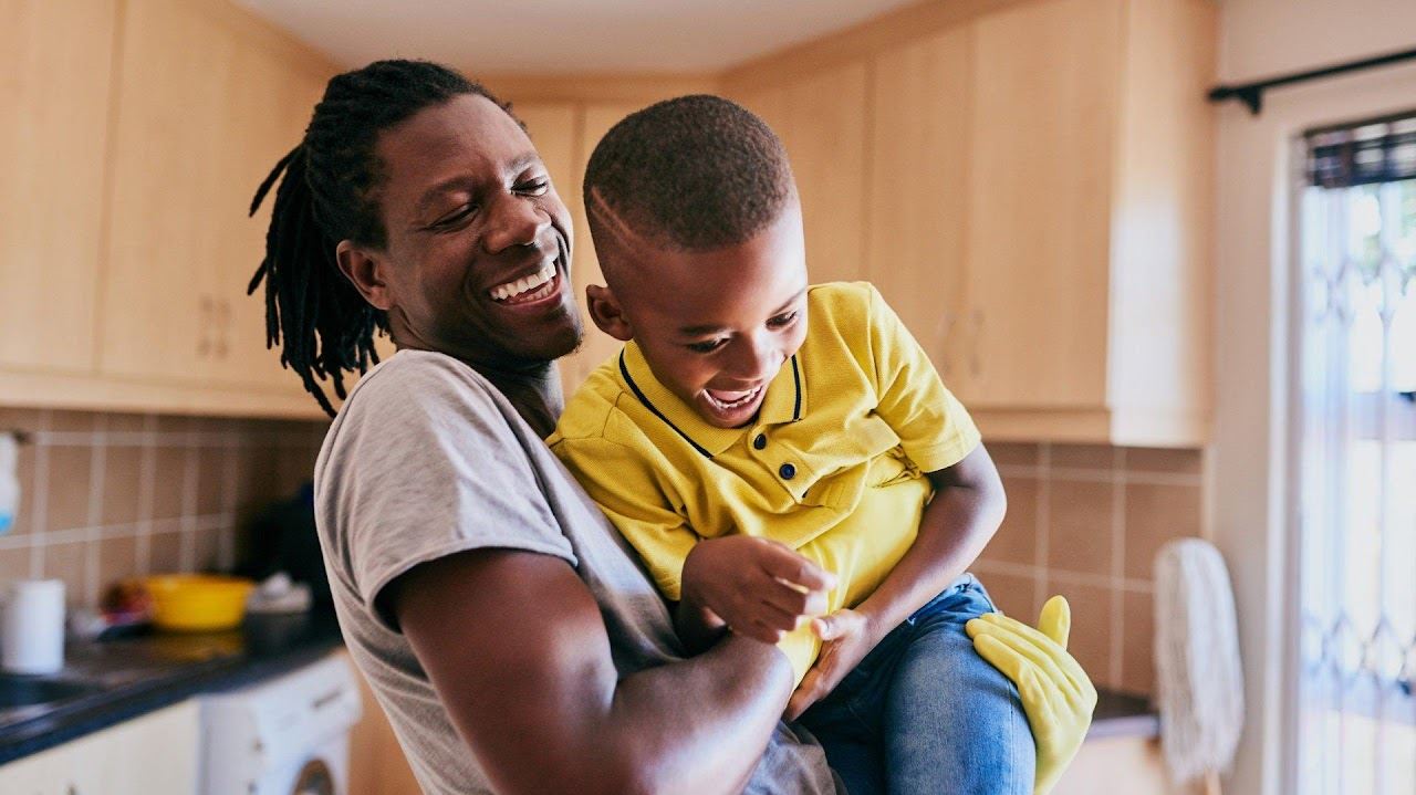  Father playing with son