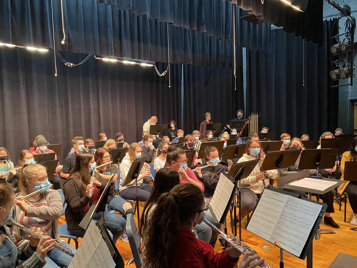 Symphonic Band Rehearsing on Stage